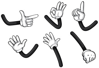 Hand gestures on white background