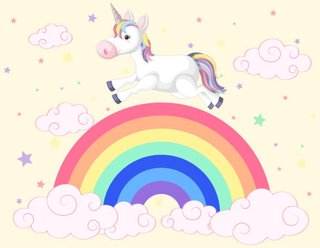 Unicorn running on the rainbow