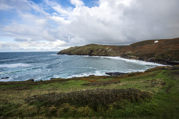 Fototapeta na wymiar A view across the bay to Cape Cornwall, England