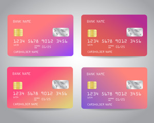 Realistic detailed credit cards set