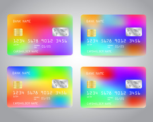 Realistic detailed credit cards set