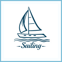 Sailing Badge With Sailboat