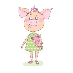 Obraz na płótnie Canvas A sweet, offended little pig