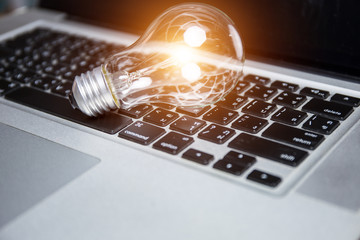 Light bulb on the laptop