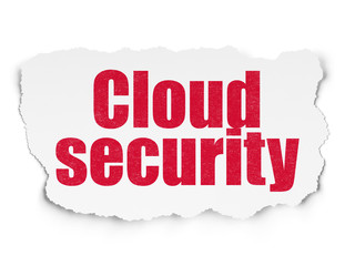 Safety concept: Painted red text Cloud Security on Torn Paper background with Scheme Of Binary Code