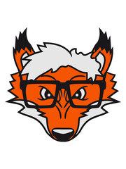 kopf gesicht nerd geek schlau hornbrille sitzend böse gefährlich klein kind fuchs schön design cool comic cartoon clipart logo tier wald