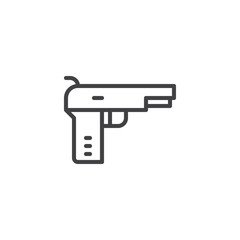 Pistol gun outline icon. linear style sign for mobile concept and web design. Handgun simple line vector icon. Symbol, logo illustration. Pixel perfect vector graphics