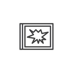 Broken window outline icon. linear style sign for mobile concept and web design. Robbery simple line vector icon. Symbol, logo illustration. Pixel perfect vector graphics