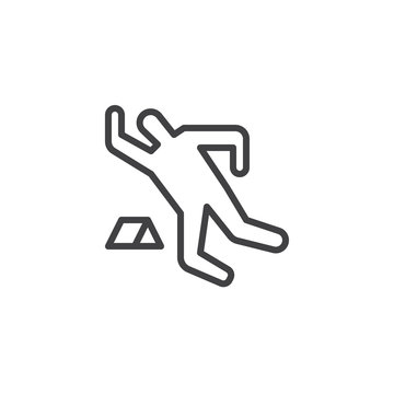 Dead person chalk outline icon. linear style sign for mobile concept and web design. Crime scene simple line vector icon. Symbol, logo illustration. Pixel perfect vector graphics