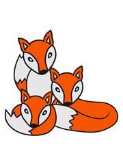 kind kleines junges paar pärchen 3 freunde liebe verliebt liegend sitzend rund liegend kugel schlafen fuchs schön design cool comic cartoon clipart logo tier wald