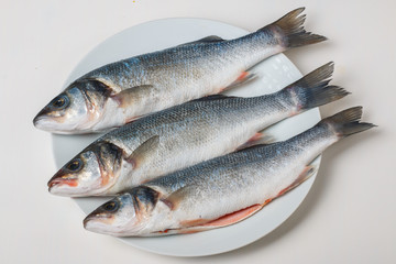 clean seabass on a plate