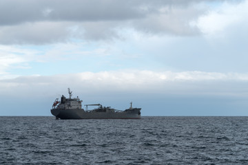 Cargo ship at sea