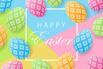 Easter card with egg. Creative 3D eggs with pattern. Vector illustration