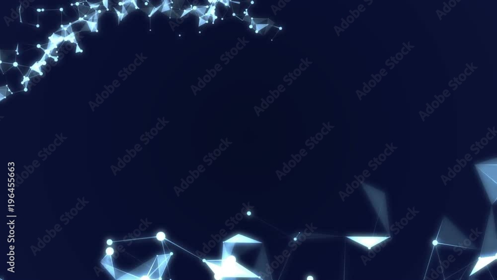 Poster abstract beautiful geometric background with moving lines, dots and triangles. plexus fantasy abstra