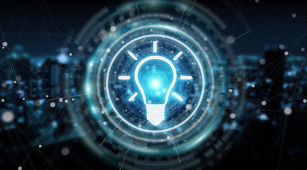 Lightbulb idea interface 3D rendering