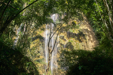 Big waterfall cascade in the jungle