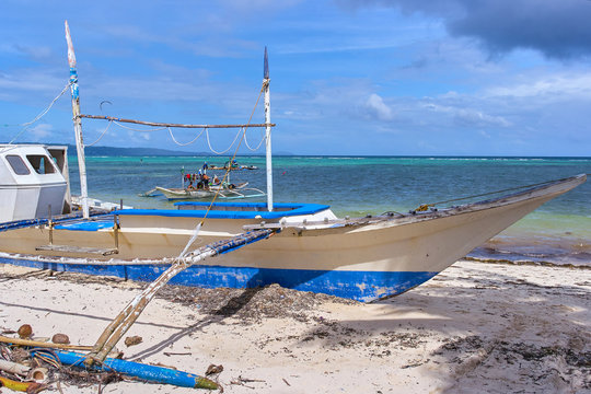 Bangka fishing boat on the coastline, Philippines