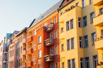 Fototapeta na wymiar orange and red colored houses at berlin