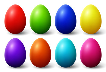 Collection of colorful eggs easter on a white background