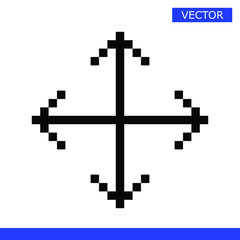 Black thin pixel move cursor vector illustration isolated on white background