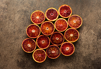 Citrus fruit pattern on stone background. Flat lay concept.