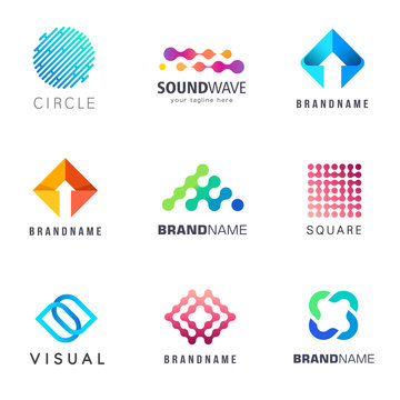 Collection of vector abstract logos for business.