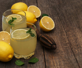 Glasses of lemon juice