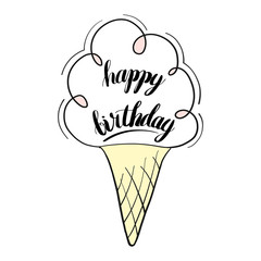 Happy Birthday isolated vector illustration with handwritten lettering