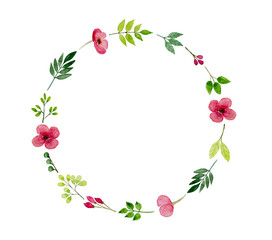 Watercolor Frame With Spring Flowers And Leaves