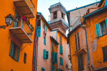 Fototapeta na wymiar historical city view of nice with orange colors