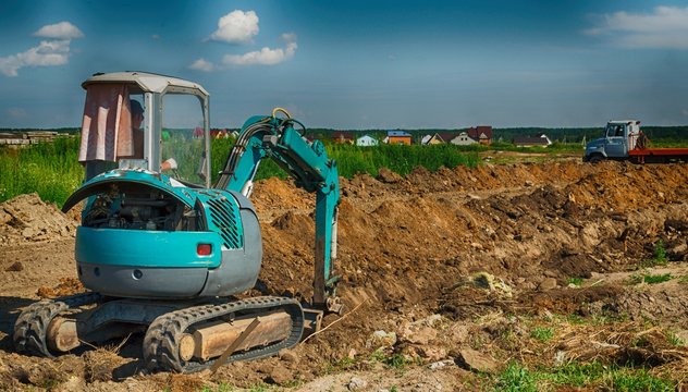 excavator in the field
