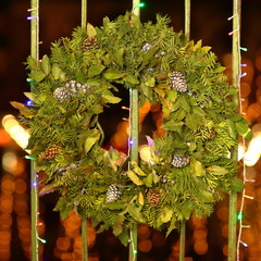 Christmas wreath with assorted evergreen boughs