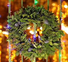 Christmas wreath with assorted evergreen boughs