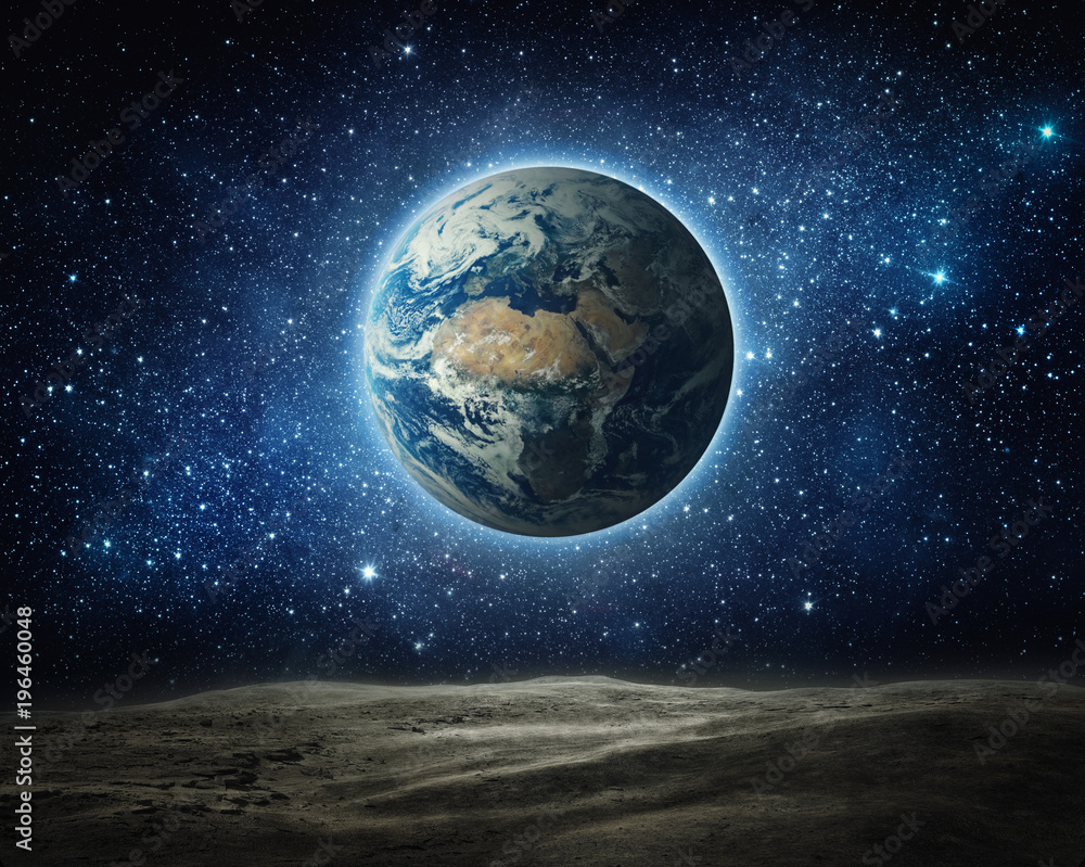Canvas Prints the earth from moon surface. elements of this image furnished by nasa.