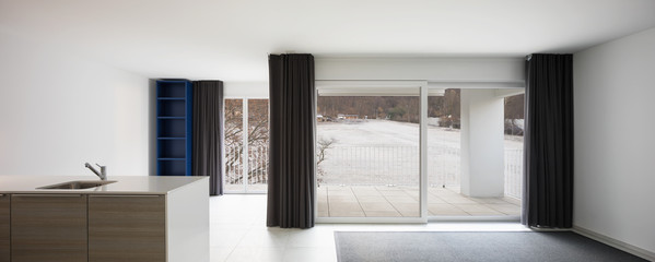 Modern open space with living room and kitchen