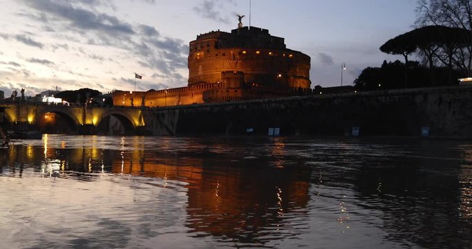 Castle of Sant Angelo in Rome after sunset