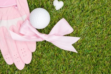 Glove and golf ball for lady golfer
