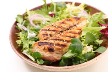 chicken breast and salad