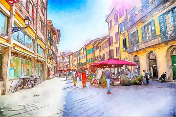 watercolor style, Pisa © Ariadna de Raadt