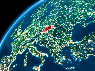 Map of Slovakia at night