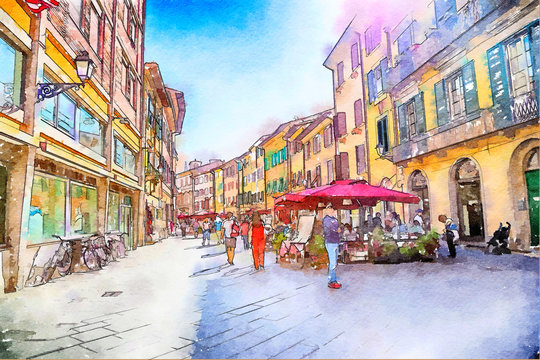 watercolor style, Pisa