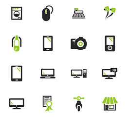 Supermarket electronic icons set