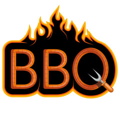 BBQ Grill. Сooking meat on fire. Barbecue Party. Bbq logo.