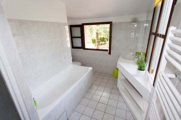 bathroom white clear and top view