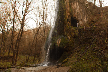 Artificial waterfall in the village Malievtsy