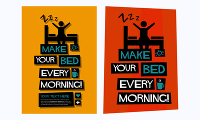 Make your bed every morning Poster In Flat Style Retro Design