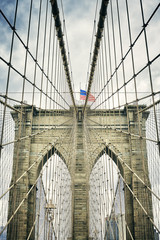 Retro stylized picture of the Brooklyn Bridge, New York City.