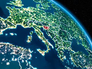 Satellite view of Slovenia at night