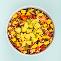 Vegetarian Or Vagan Mexican Style Rice And Avocado Salad