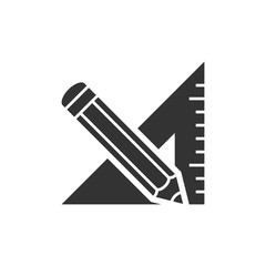 Triangle ruler and pencil icon